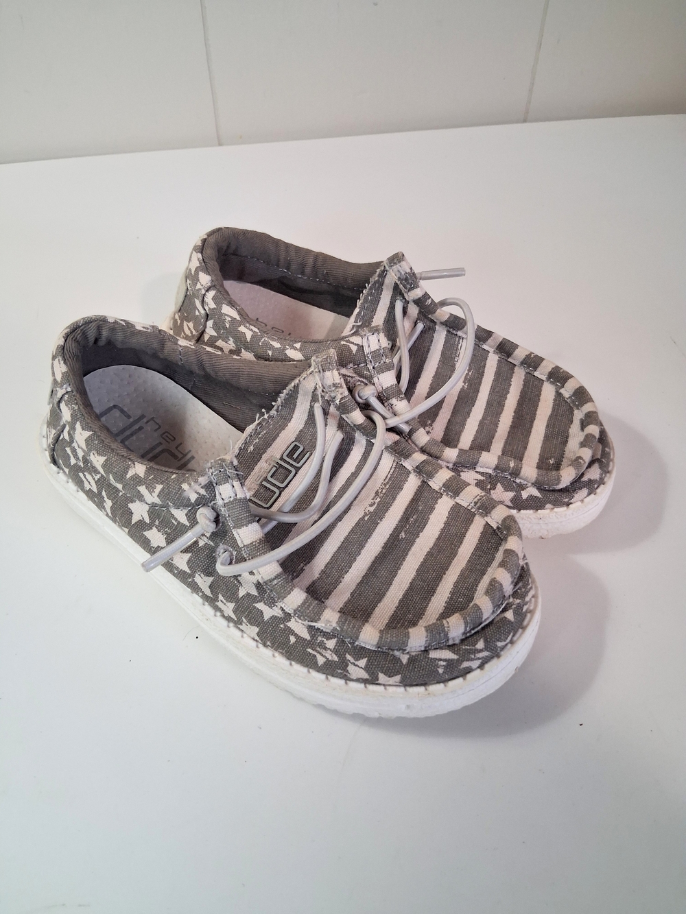 Hey Dude Kids Wally Shoes Gray Stars Stripes Size Kids 9 Patriotic